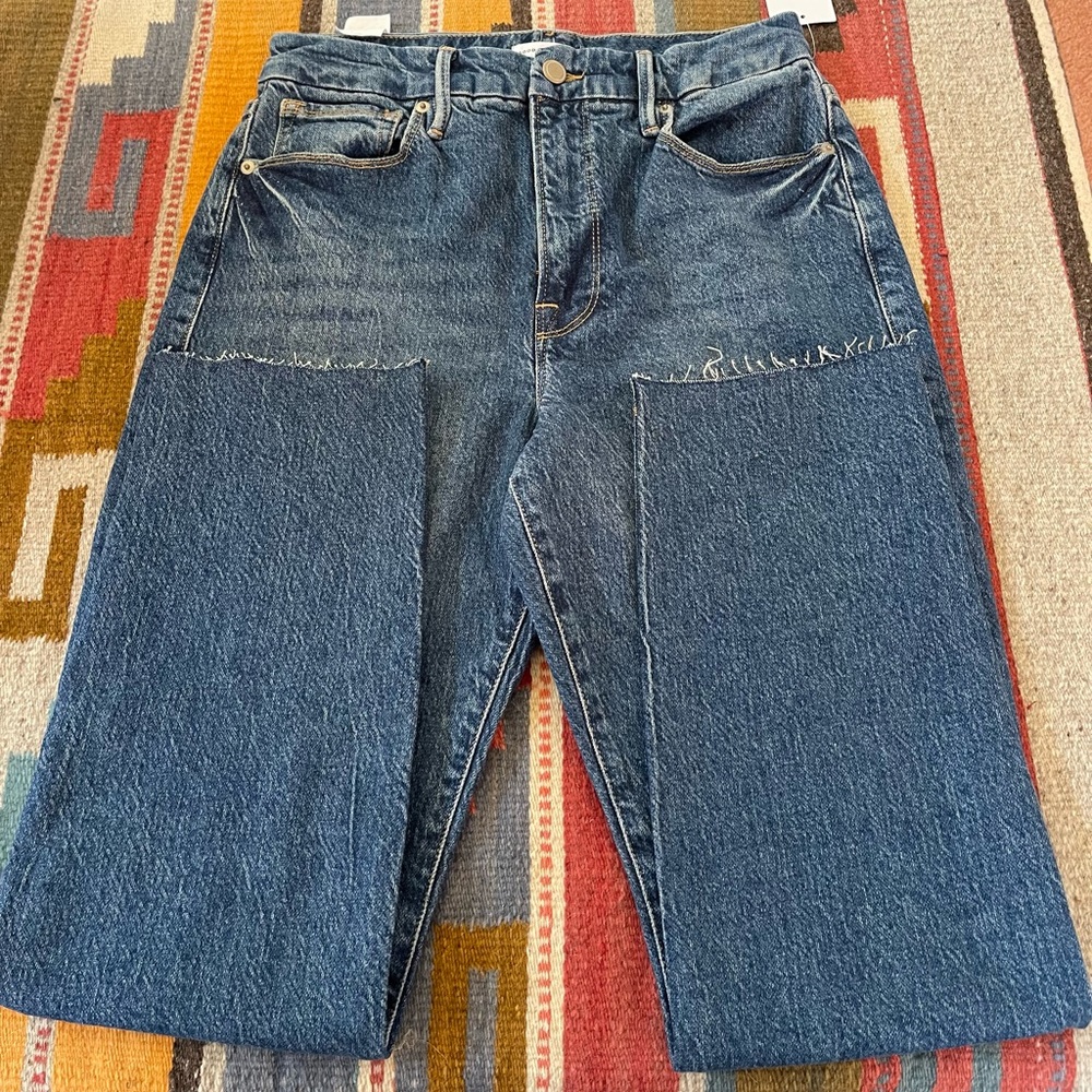 Good American High Rise Straight Leg Jeans - Medium Wash Blue - Picture 4 of 7